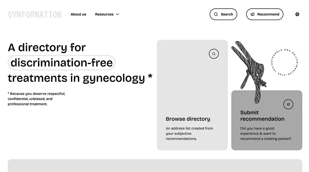 Screenshot of the website of Gynformation