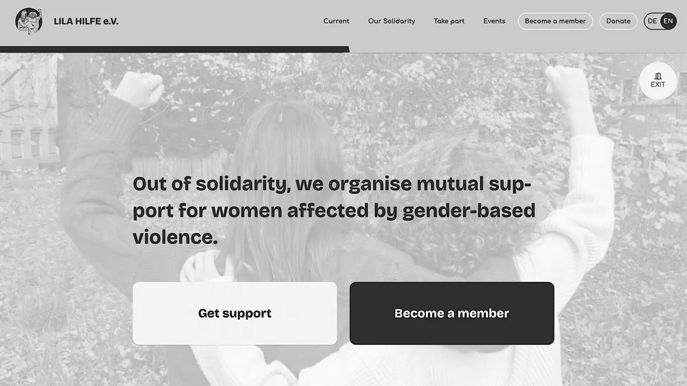 Screenshot of the website of Lila Hilfe e.V.